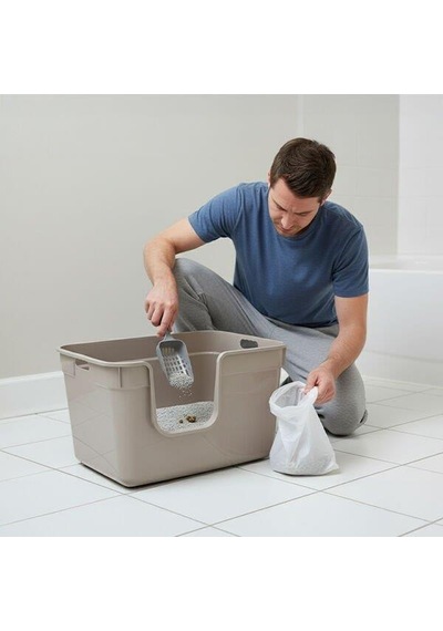 Herniks Tanos Yarı Açık Kedi Tuvaleti 54x40x32 - Bej