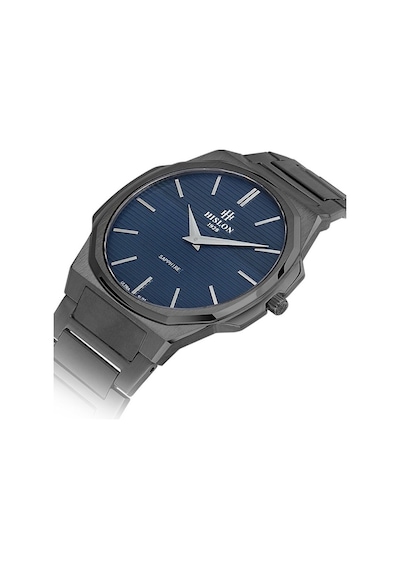 Hislon Cl127n-11sn Safir Camlı Çelik Kordon Çelik Kasa 3 Atm Suya Dayanıklı Metalik Renk Erkek Kol Saati Füme