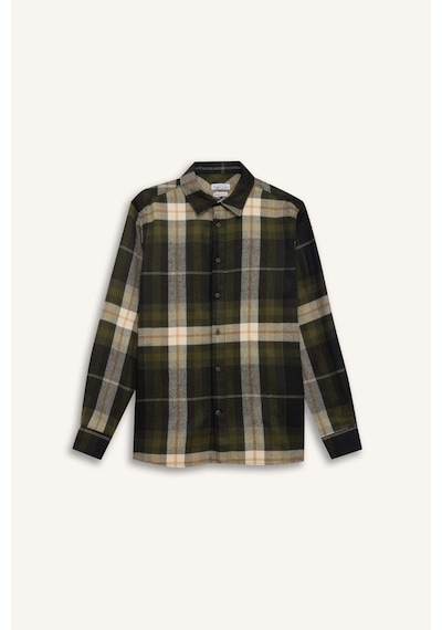 DeFacto Regular Fit Polo Yaka Kareli Flanel Uzun Kollu Gömlek D5835AX24AUNV64