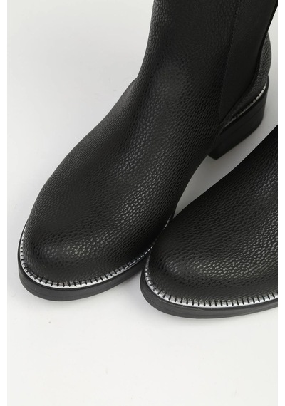 Pierre Cardin 55086 Gümüş Detaylı Lastikli Chelsea Kadın Bot 867800000761 01 Siyah Siyah