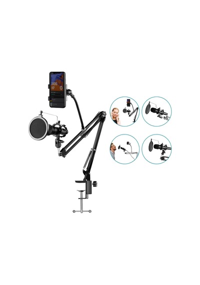 Nb39 Pro Masa Tipi Mikrofon Standı, Pop Filtre, 70 Cm