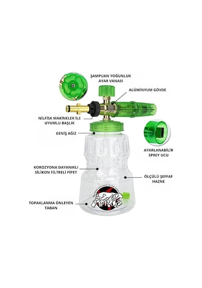 Robeve Bear Force Foam Lance Köpük Yapıcı Aparat 1l Köpük Aparatı Basınçlı Yıkama Makineleri Için Köpük Aparatı Çift Nozzle İle Birlikte Foam Canon Nilfisk Uyumlu