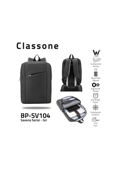 Classone Savona Bp-Sv104 Wtxpro Su Geçirmez Kumaş .15.6" Notebook