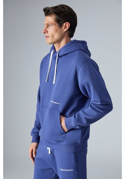 Grımelange NARCISO Erkek Yumuşacık İçi Polarlı Mavi Sweatshirt