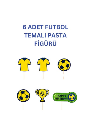 Sarı Lacivert Futbol Temalı Doğum Günü Parti Seti İyi Ki Doğdun Banner, Gözlük, Pasta Süsü Ve Mısır Kutusu