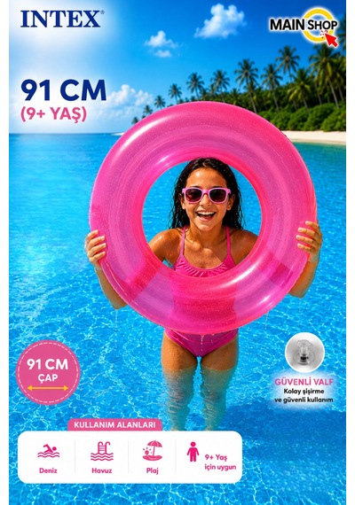 Mainshop Intex Fosforlu Büyük Boy Deniz Simidi 91 Cm 9+ Yaş Yetişkin - Çocuk Havuz Simidi M- 59262