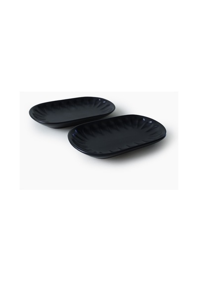 Keramika Mat Siyah Badem Kayık Tabak 22 Cm 2 Adet 956