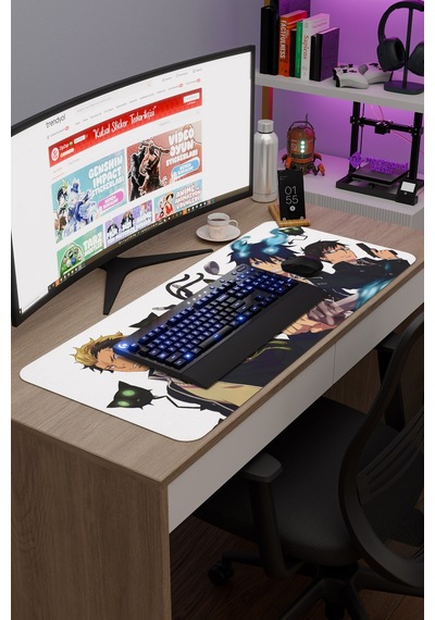 Ao No Exorcist Blue Exorcist Anime V5 - 90x40 Xxl Gaming Kauçuk Kaymaz Taban Mouse Pad Fare Altlığı