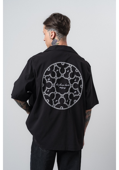 Respire Erkek Itsbyzey Nakışlı Oversize Gömlek Siyah
