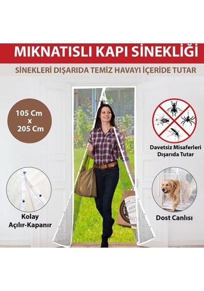 Leva Mıknatıslı Kapı Sinekliği 105 Cm X 205 Cm