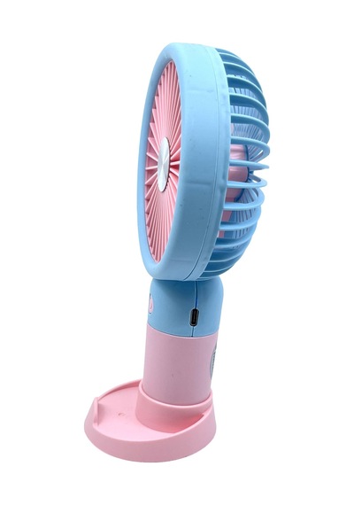 Şarjlı Taşınabilir El Pervanesi / Masa Üstü Mini Fan Mavi-pembe