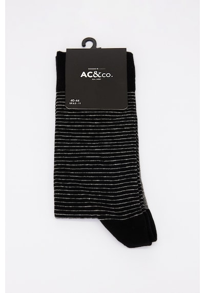 AC&Co / Altınyıldız Classics Erkek Sıyah Grı Desenli Bambu Tekli Çorap Sıyah Grı