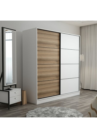 Minarmobilya Minar Kale 2 Kapaklı Sürgülü Dolap 180 Cm - Beyaz/Dore (541417043)