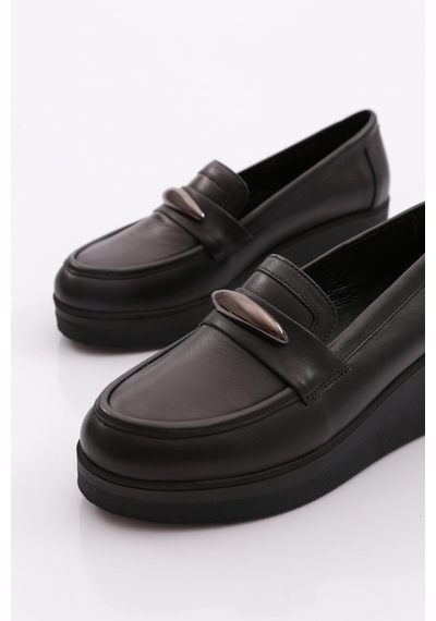 Dgn 618 Kadın Loafer Ayakkabı Siyah Napa