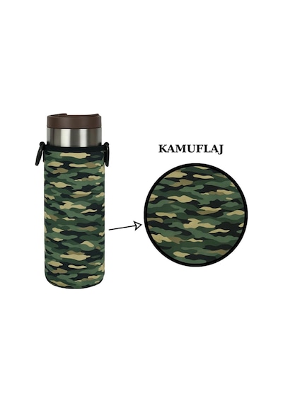 Travel Mug 0.47 Lt. İle Uyumlu Omuz Askılı Termos Kılıfı Kamuflaj