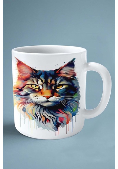 Maine Coon Kedi İsimli Kişiye Özel Baskılı Kupa Bardak Model 5 Çok Renkli