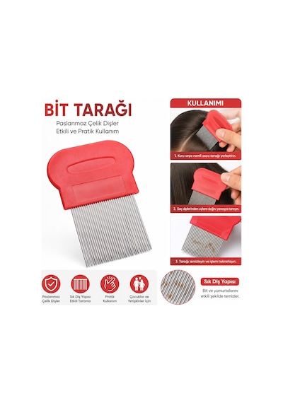 3b Trend Paslanmaz Çelik Bit Tarağı İnce Dişli Saç Bit Ve Sirke Temizleme Bit Ayıklama Tarağı
