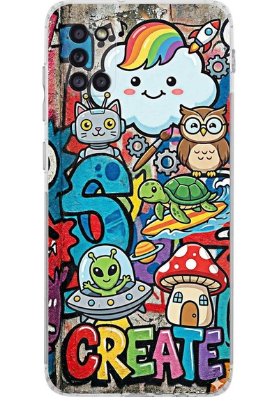 Samsung Galaxy A31 İle Uyumlu Grafiti Create Art Tasarımlı Şeffaf Silikon Kılıf Şeffaf
