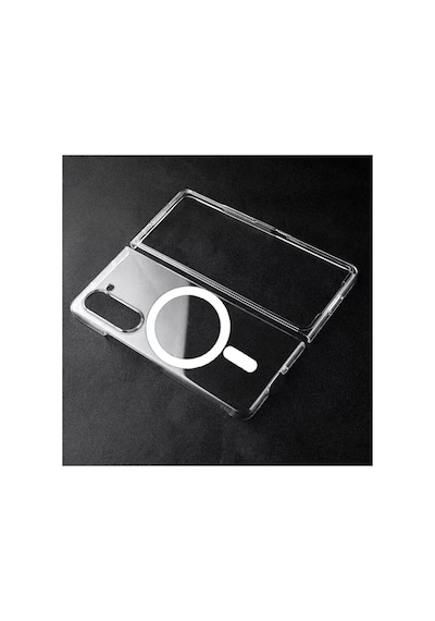 Samsung Galaxy Uyumlu Z Fold 5 Kılıf Magneticsafe Şeffaf Silikon - Şeffaf Çr