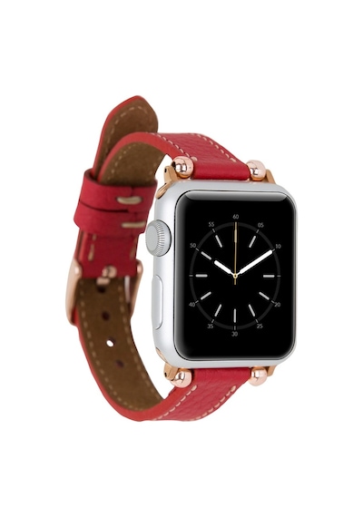 Bouletta Apple Uyumlu  Watch Deri Kordon 42-44-45 MM Ferro Kırmızı