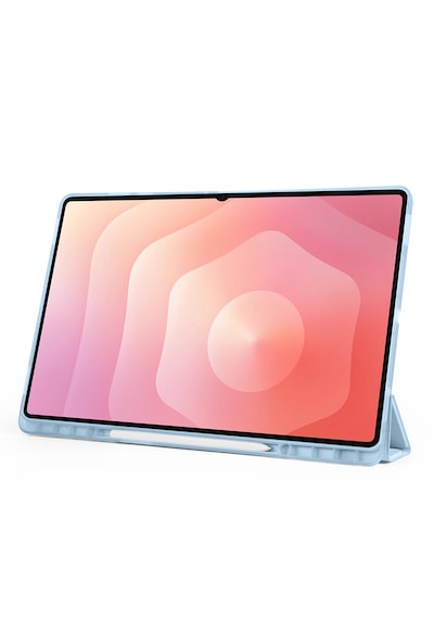 Samsung Galaxy Tab S11 Ultra Uyumlu Kılıf Tri Folding Kalem Bölmeli Katlanabilir Standlı Pu Yumuşak Kapak Kapaklı Kılıf