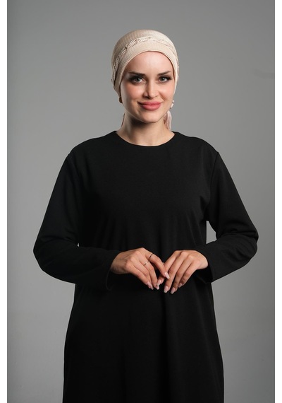 Hürrem Bone Bej Pratik Hazır Geçmeli Tesettür Bone Fukuro Piliseli Örgülü Güllü 1823 12 Bej