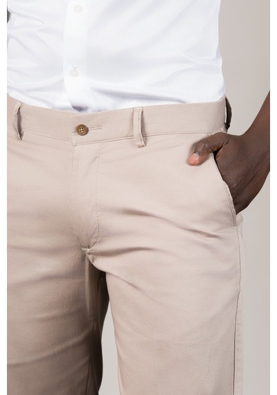 Notra Regular Fit Pamuklu Dokulu Klasik Yazlık Gabardin Pantolon Krem