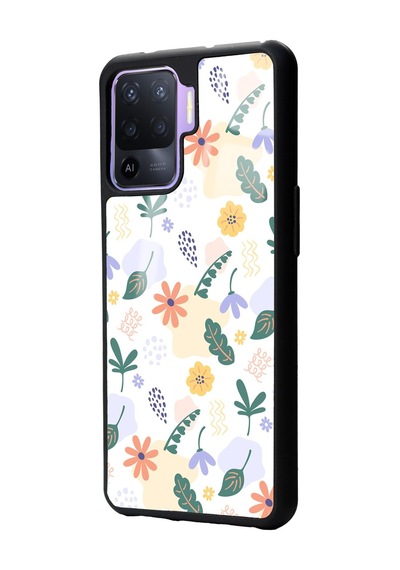 Oppo Reno5lite Minik Çiçekler Tasarımlı Glossy Telefon Kılıfı Çok Renkli