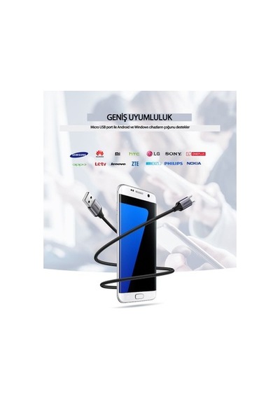 Ugreen Micro Usb Örgülü Data Ve Şarj Kablosu Beyaz 1