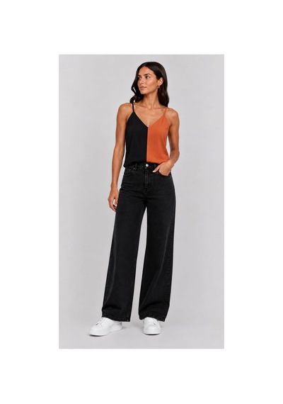 Onno Style Women Kolsuz Askılı V Yaka Triko Kadın Bluz Turuncu