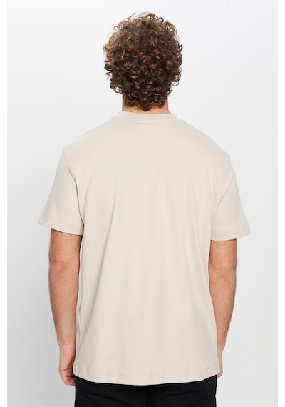 Tudors Unisex Relax Fit Rahat Kesim %100 Pamuk Yumuşak Dokulu Basic Bisiklet Yaka Taş Tişört-30852 Taş