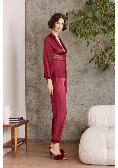 Pierre Cardin 6 Lı Saten Gecelik Çeyiz Takım Bordo