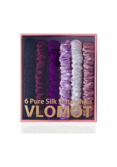 Vlomot 6 Adet İpek Saç Bağları,%100 Saf Dut İpek Skinny Scrunchies, Saç Bakımı, Hasar Vermez, 6 Şık Renk Mor, Siyah, Bordo, Lavanta, Beyaz, Leylak Diğer