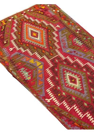 El Dokuması Antika Avşar Kilimi 98x146 Kök Boya %100 Yün İnce Kilim Renkli