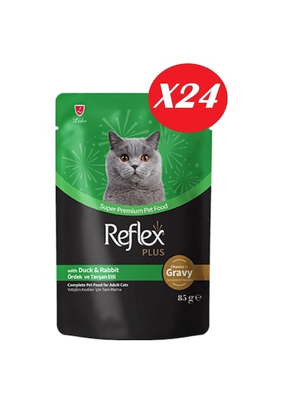 Reflex Plus Sos İçinde Parça Ördek Ve Tavşan Etli Yetişkin Kedi Konservesi 85 Gr 24 Adet