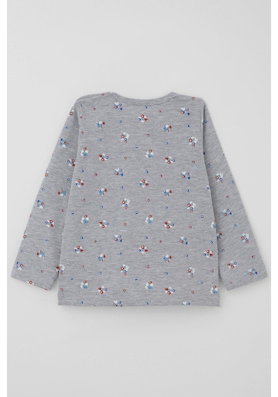 Breeze Kız Bebek Pijama Takımı Renkli Çiçek Desenli 9 Ay-3 Yaş, Gri Melanj Gri Melanj