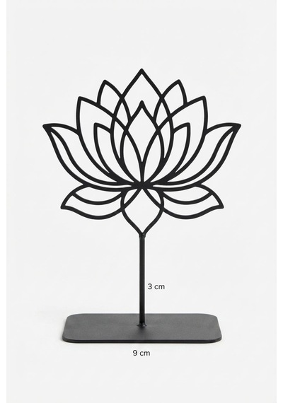 Metal Lotus Çiçeği Masaüstü Heykel Dekoratif Obje Siyah Aksesuar Metal Dekoratif Biblo