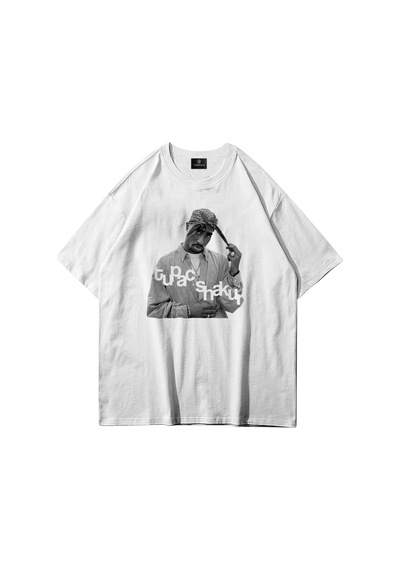 Tarzsokak Unisex Tupac Shakur Tshirt Beyaz