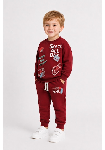 Ahengim Erkek Çocuk Kaykay Baskılı Sweatshirt Eşofman Altı 2 Li Takım 1-4 Yaş Ak115 Kırmızı Ahengim Erkek Çocuk Kaykay Baskılı Sweatshirt Eşofman Altı 2 Li Takım 1-4 Yaş Ak115 Kırmızı