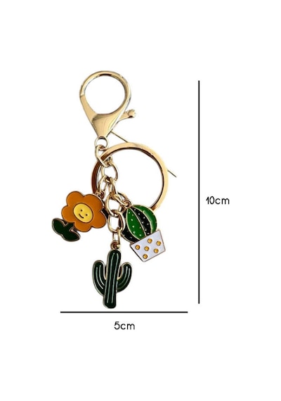 Kaktüs Metal Charm Anahtarlık Çok Renkli Çok Renkli