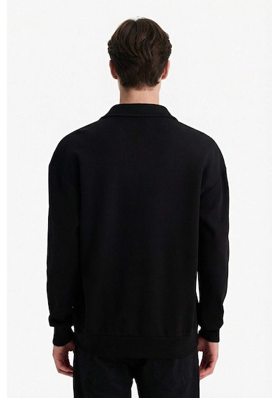 Defacto Boxy Fit Polo Yaka Sweatshirt G6475ax25wnbk81 Siyah-bk81
