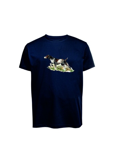 Baranışık Unisex Av Köpeği Baskılı Tişört Pamuk Penye Süprem Basic Lacivert