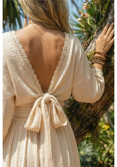 Fashion Cocktail Bel Vurgulu Yan Yırtmaçlı Kelebek Kesim Boho Doğal Ton Dantelli Fiyonklu Bağlamalı Bohem Uzun Elbise Ekru Fashion Cocktail Bel Vurgulu Yan Yırtmaçlı Kelebek Kesim Boho Doğal Ton Dantelli Fiyonklu Bağlamalı Bohem Uzun Elbise Ekru