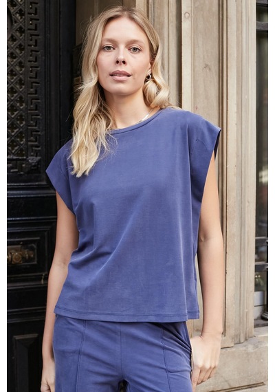 Jument Kadın Modal İpeksi Likralı Kumaş Geniş Sıfır Yaka Düşük Omuzlu T-shirt Bluz-indigo İndigo Jument Kadın Modal İpeksi Likralı Kumaş Geniş Sıfır Yaka Düşük Omuzlu T-shirt Bluz-indigo İndigo