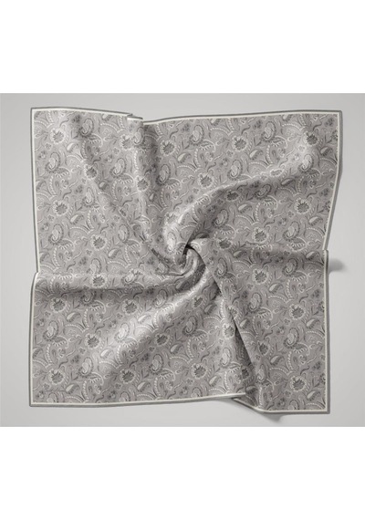 Silk Home İnce Pamuk Soft Eşarp Gümüş-antrasit Desenli Tok Duruşlu 90x90 Çok Renkli