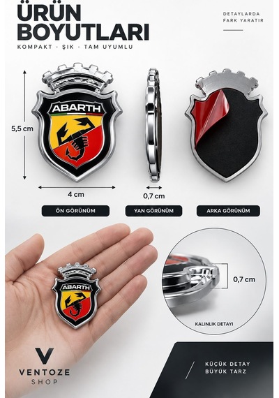 2 Adet Elite Arma Araç Sticker Ayna Pleksi 5,5x4 Cm Abarth
