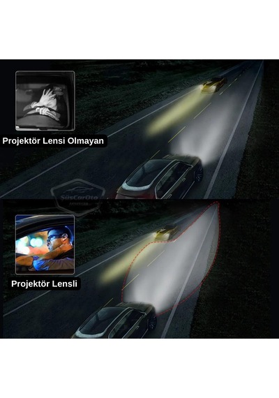 Universal 2.5'' Bi-xenon Far Merceği Uzun Kısa Projektör Lens Bixenon Şeffaf Lens Profesyonel Seri 2 Adet Gümüş