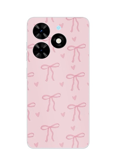 Tecno Spark 20-20c Uyumlu Pembe Kalpli Fiyonklar Baskılı Silikon Kılıf