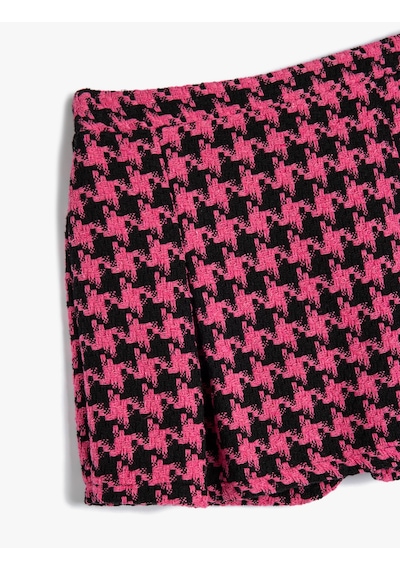 Koton Tüvit Şort Etek Pileli Beli Lastikli Kazayağı Desenli Pembe Desenli 5wkg40041aw Pembe