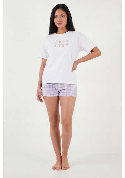Lela Bayan Pijama Takımı 65790782 Beyaz-lila